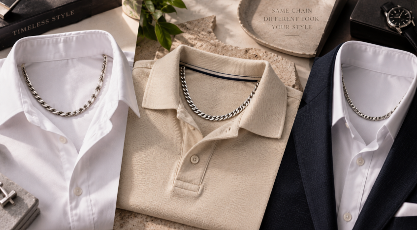 How to Wear a Chain With a Collared Shirt, Polo or Suit