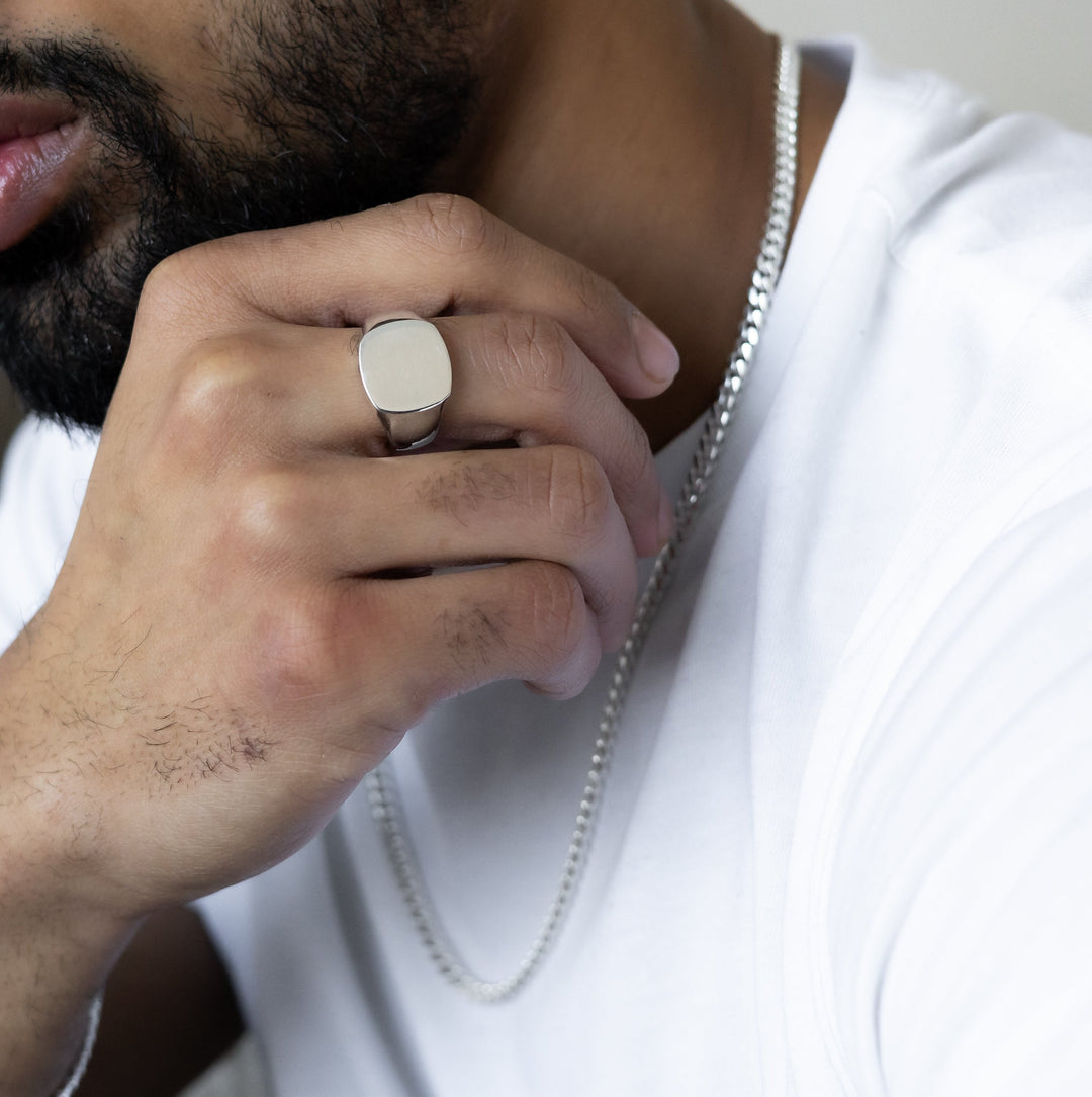 Men's Cushion Signet Ring, men's jewelry collection. Buy best men's rings