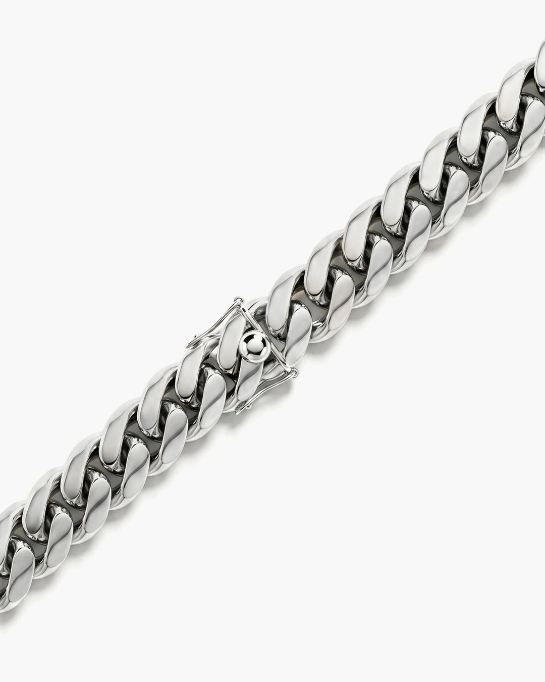 Clasp detail on the MCKER 6mm Cuban link sterling silver chain
