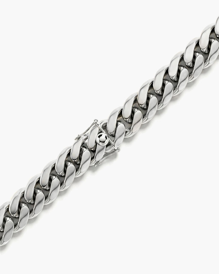 Clasp detail on the MCKER 6mm Cuban link sterling silver chain