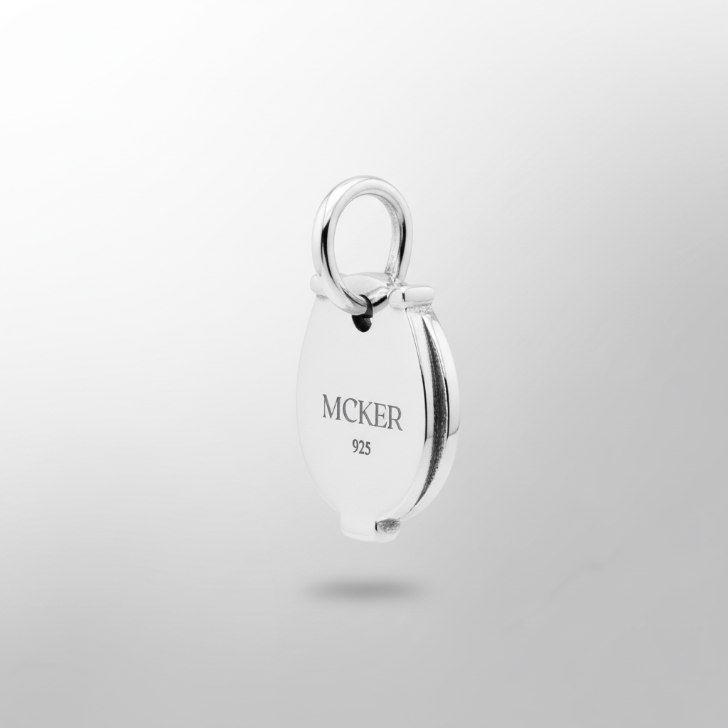 Men's good luck horseshoe charm pendant in silver with refined masculine styling and Accurate Side Profile