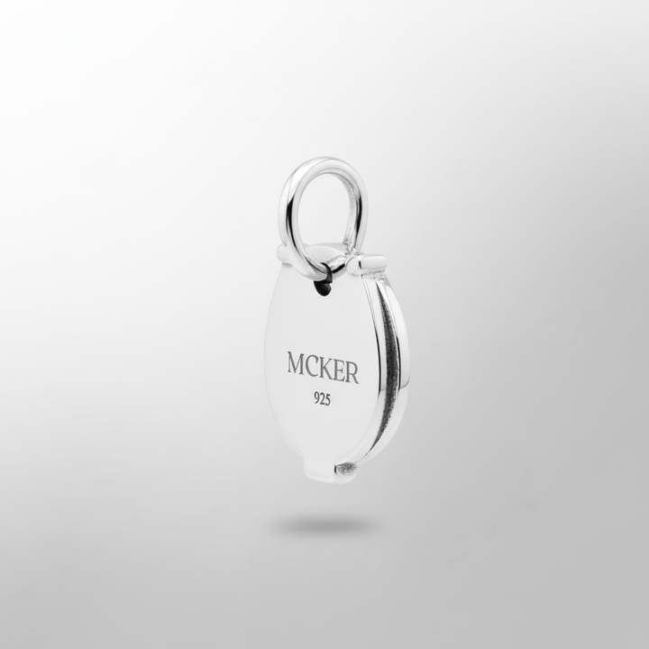 Men's good luck horseshoe charm pendant in silver with refined masculine styling and Accurate Side Profile