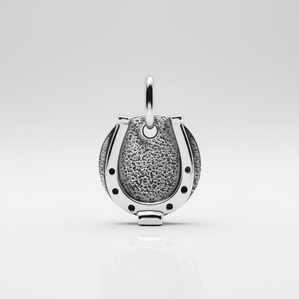 Men's silver horseshoe pendant necklace - luxury good luck charm jewelry