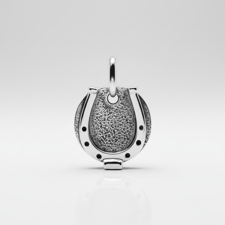Men's silver horseshoe pendant necklace - luxury good luck charm jewelry