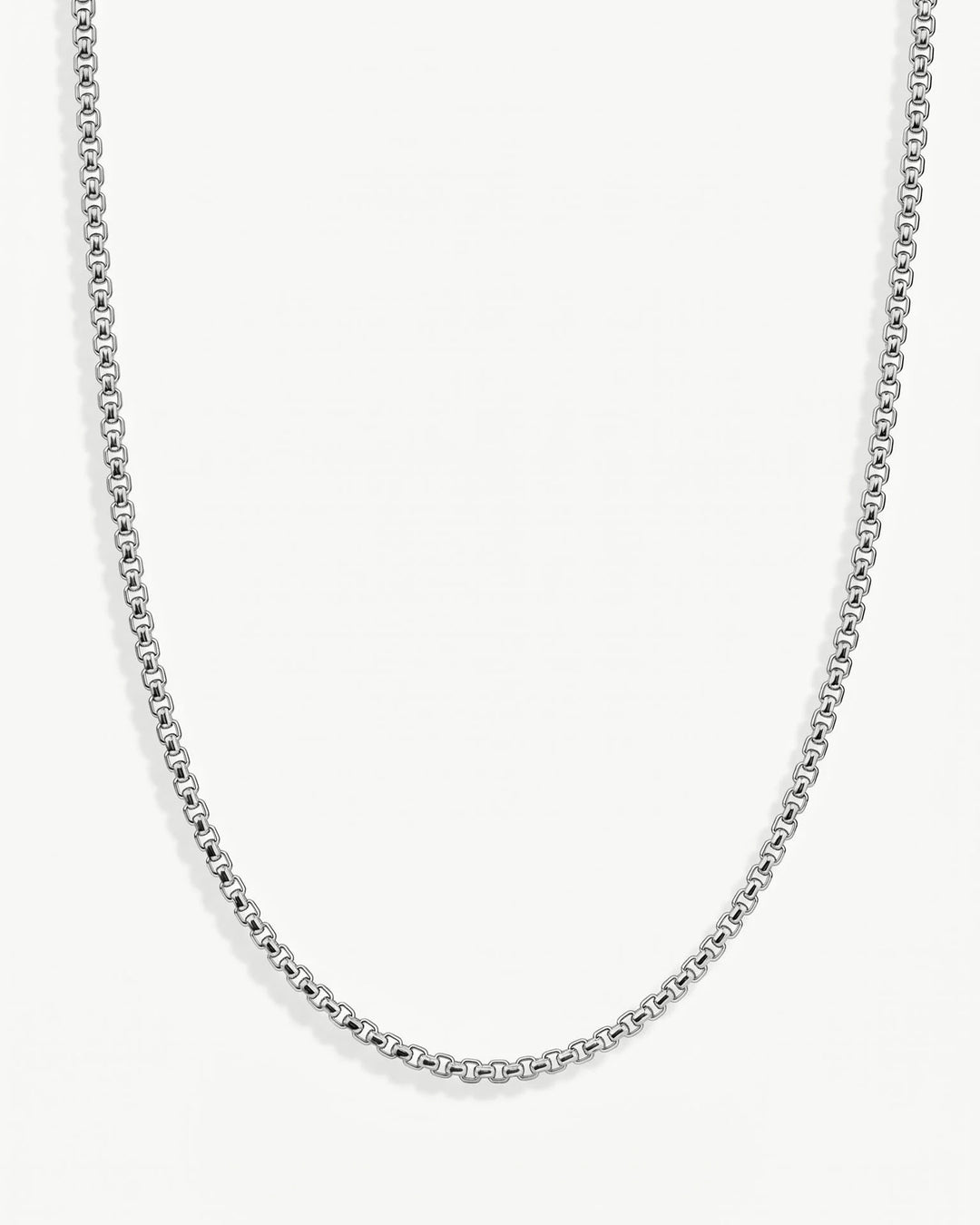 MCKER 1.6mm round box sterling silver chain in a U-shaped product view