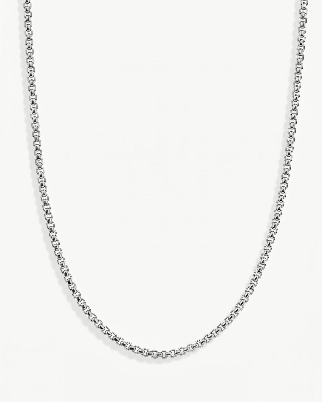 MCKER 2.6mm round box sterling silver chain in a U-shaped product view