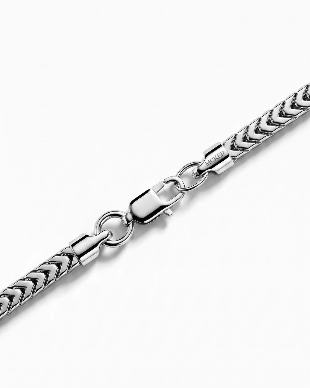 Clasp detail on the MCKER 3.9mm Franco sterling silver chain