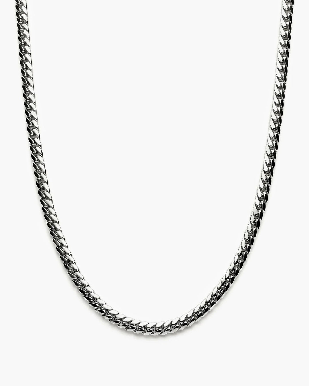 MCKER 3mm Cuban link sterling silver chain in a U-shaped product view