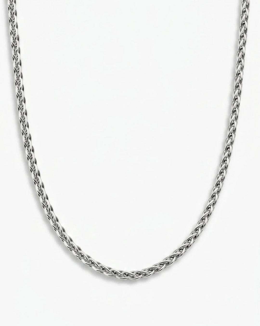 MCKER 4.3mm wheat sterling silver chain in a U-shaped product view