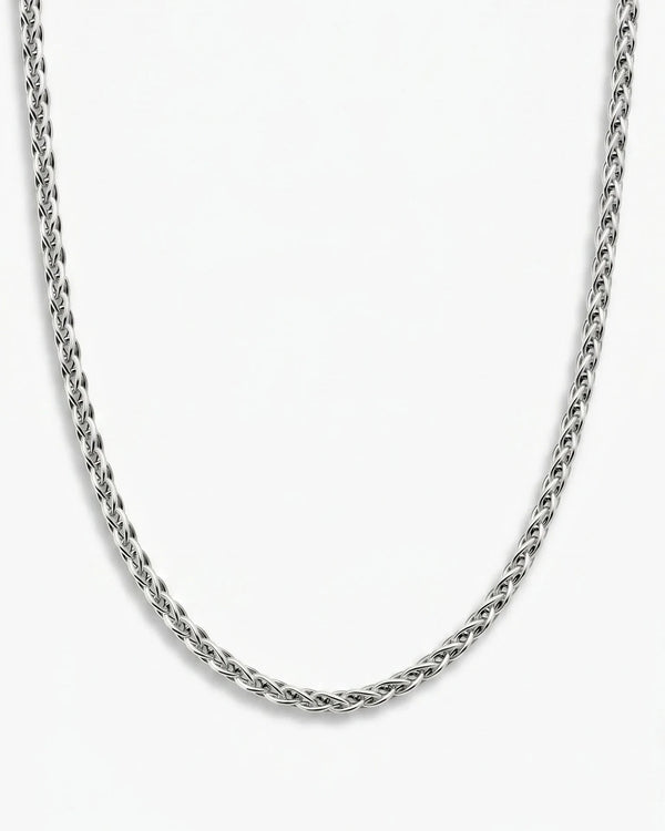 MCKER 4.3mm wheat sterling silver chain in a U-shaped product view