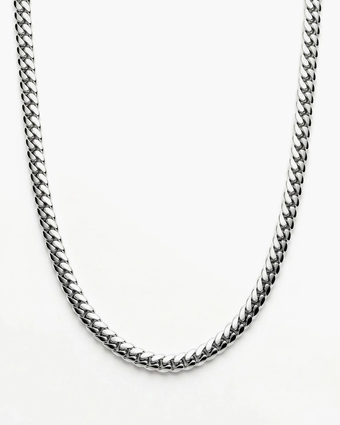 MCKER 6mm Cuban link sterling silver chain in a U-shaped product view
