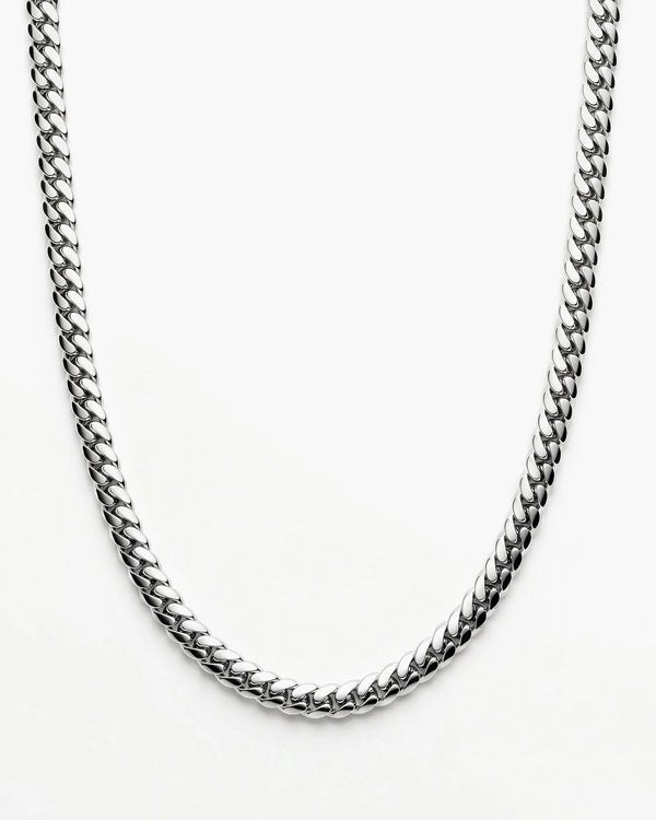 MCKER 6mm Cuban link sterling silver chain in a U-shaped product view