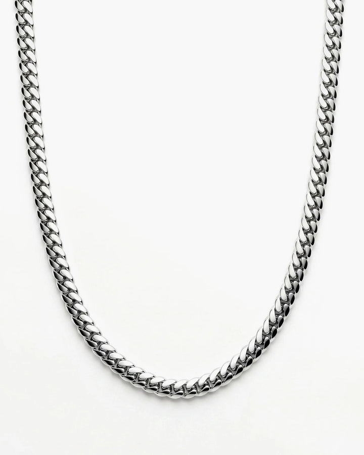 MCKER 6mm Cuban link sterling silver chain in a U-shaped product view