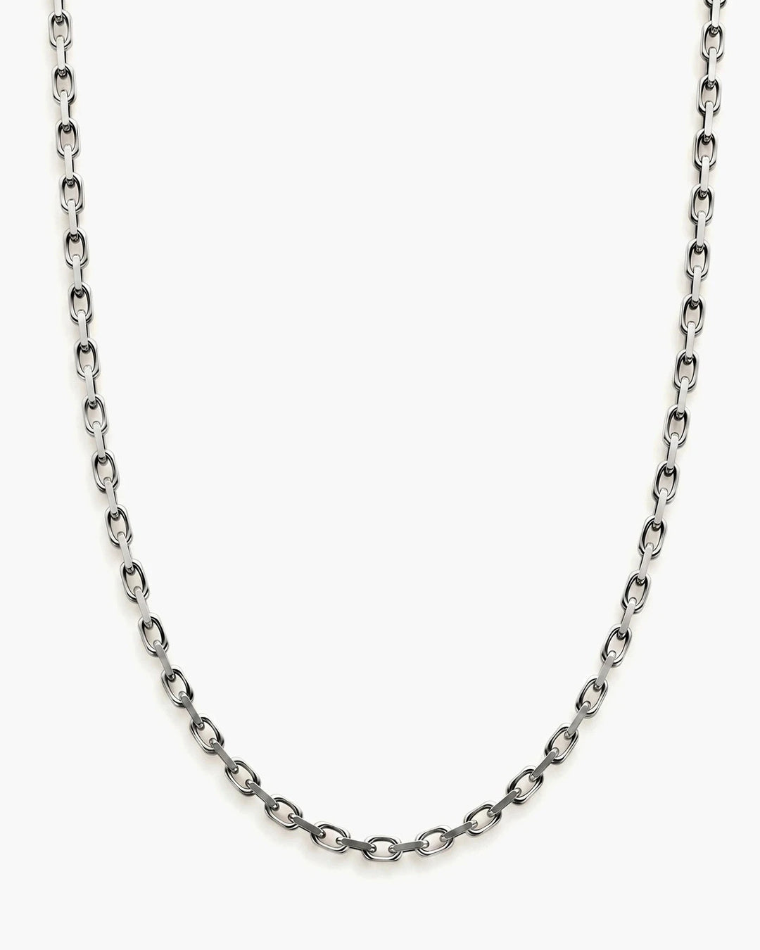 Men’s 5.7mm sterling silver anchor chain shown in a U-shape on a white background.