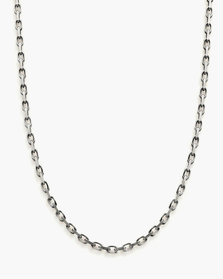 Men’s 5.7mm sterling silver anchor chain shown in a U-shape on a white background.