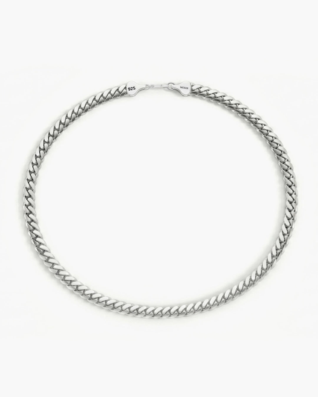 Men’s 3mm sterling silver Cuban link bracelet shown from the top with clasp detail.