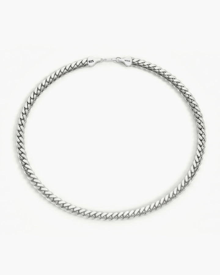 Men’s 3mm sterling silver Cuban link bracelet shown from the top with clasp detail.