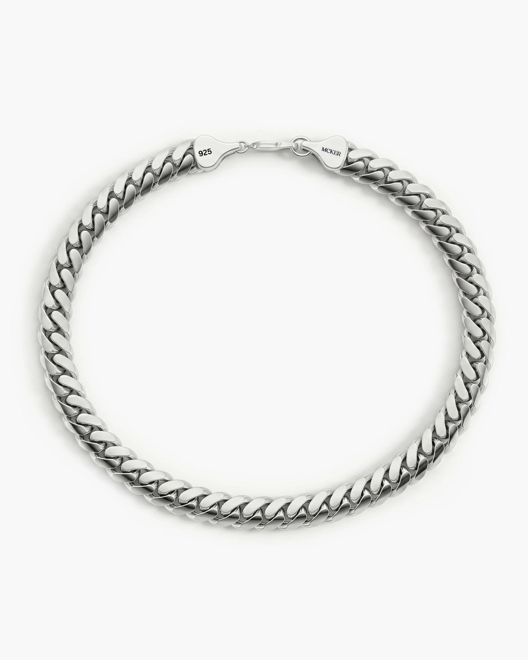 Men’s 5mm sterling silver Cuban link bracelet shown from the top with polished links.