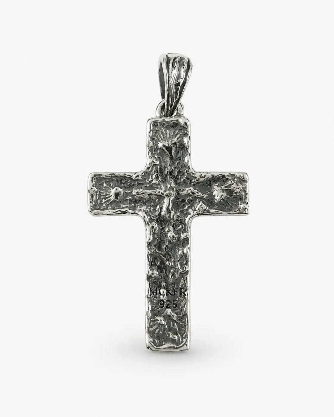 Back view of the Relic Cross pendant in sterling silver with 925 stamp