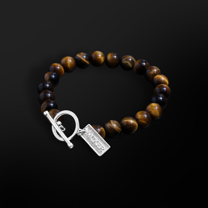  spiritual beads, intricately intertwined and set off by a luxuriant sterling silver clasp,  8mm Spiritual beads
Sterling silver clasp , Mens Bracelet